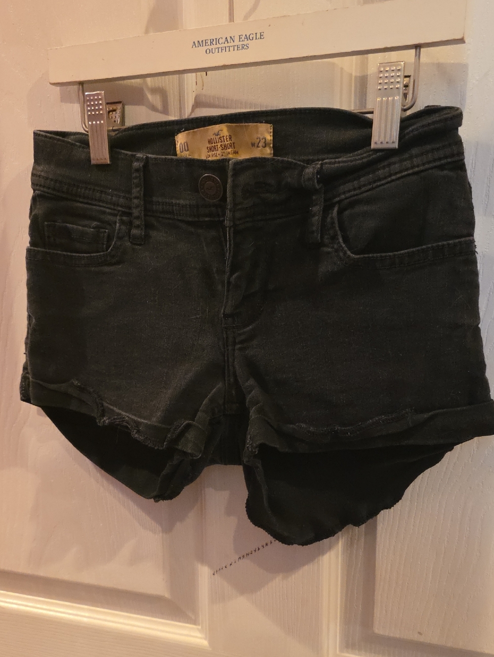 Hollister Black Denim Cutoff Shortie Shorts